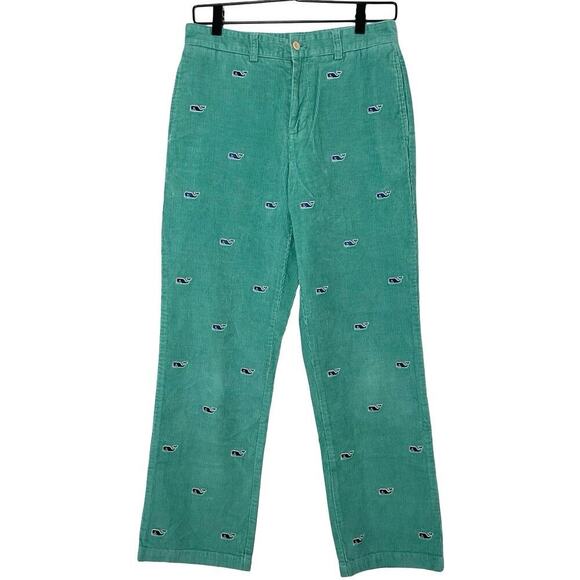 Vineyard Vines Embroidered Whale Corduroy Pants Green Size Small - Picture 1 of 6